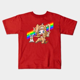 Rainbow Rabbits Kids T-Shirt